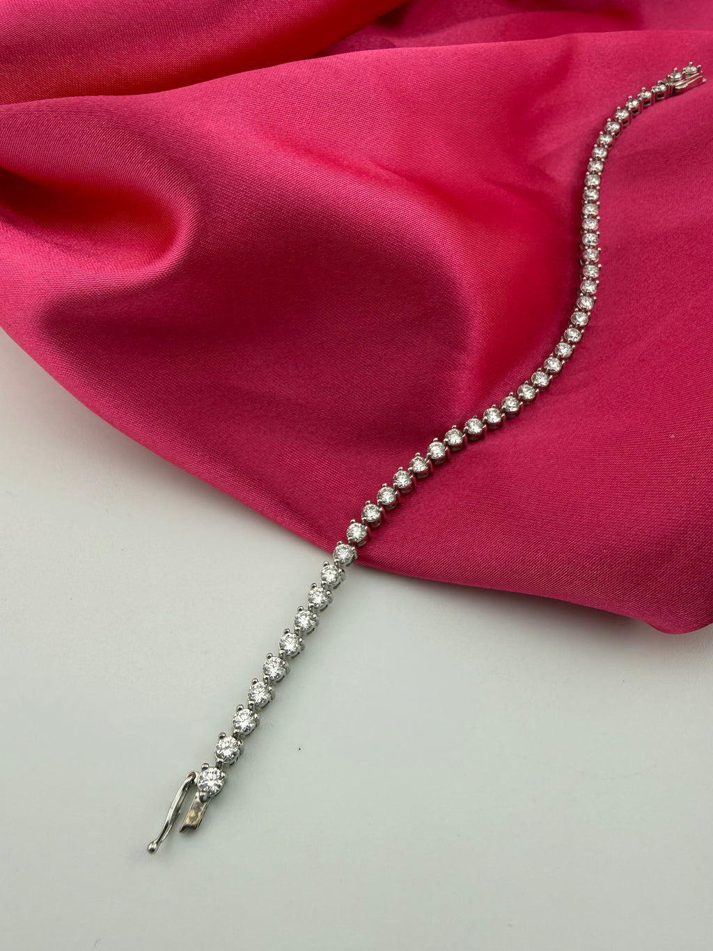 4.41ctw NATURAL Diamond Tennis Bracelet 14k White Gold 3 prong CKD#192