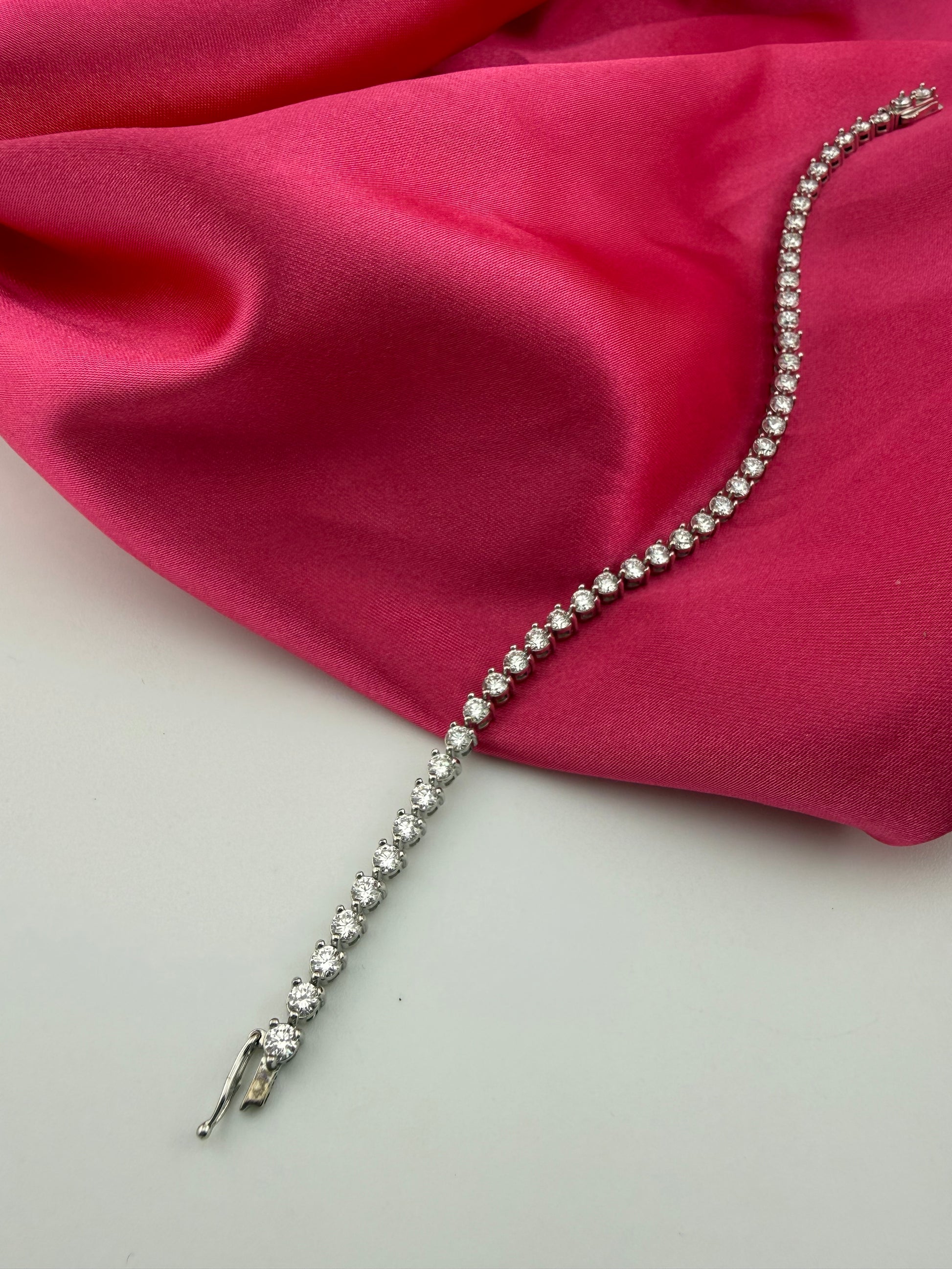 4.41ctw NATURAL Diamond Tennis Bracelet 14k White Gold 3 prong CKD#192