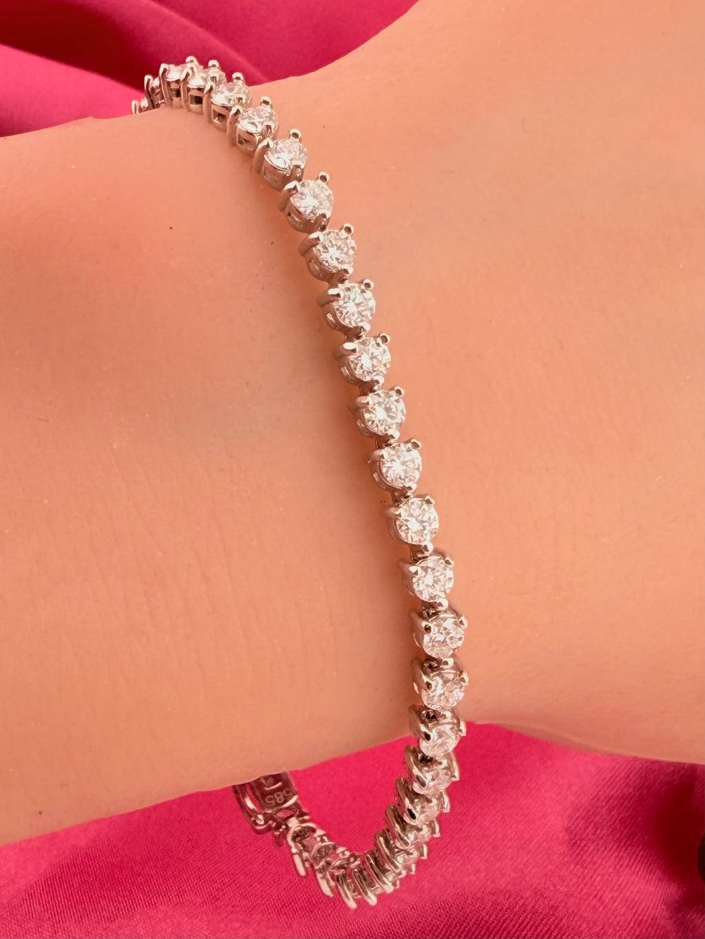 4.41ctw NATURAL Diamond Tennis Bracelet 14k White Gold 3 prong CKD#192