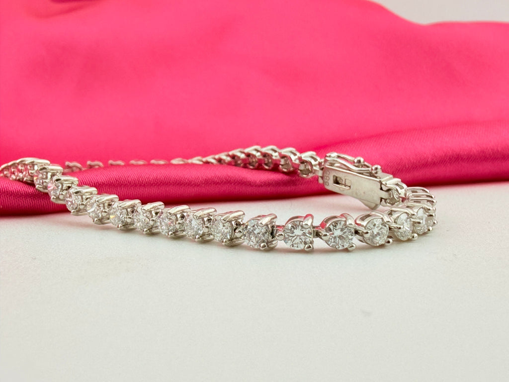 4.41ctw NATURAL Diamond Tennis Bracelet 14k White Gold 3 prong CKD#192