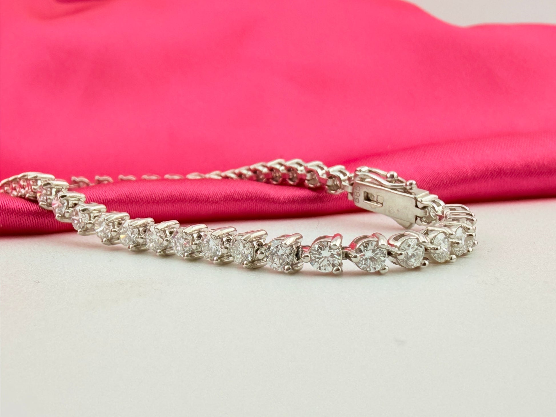 4.41ctw NATURAL Diamond Tennis Bracelet 14k White Gold 3 prong CKD#192