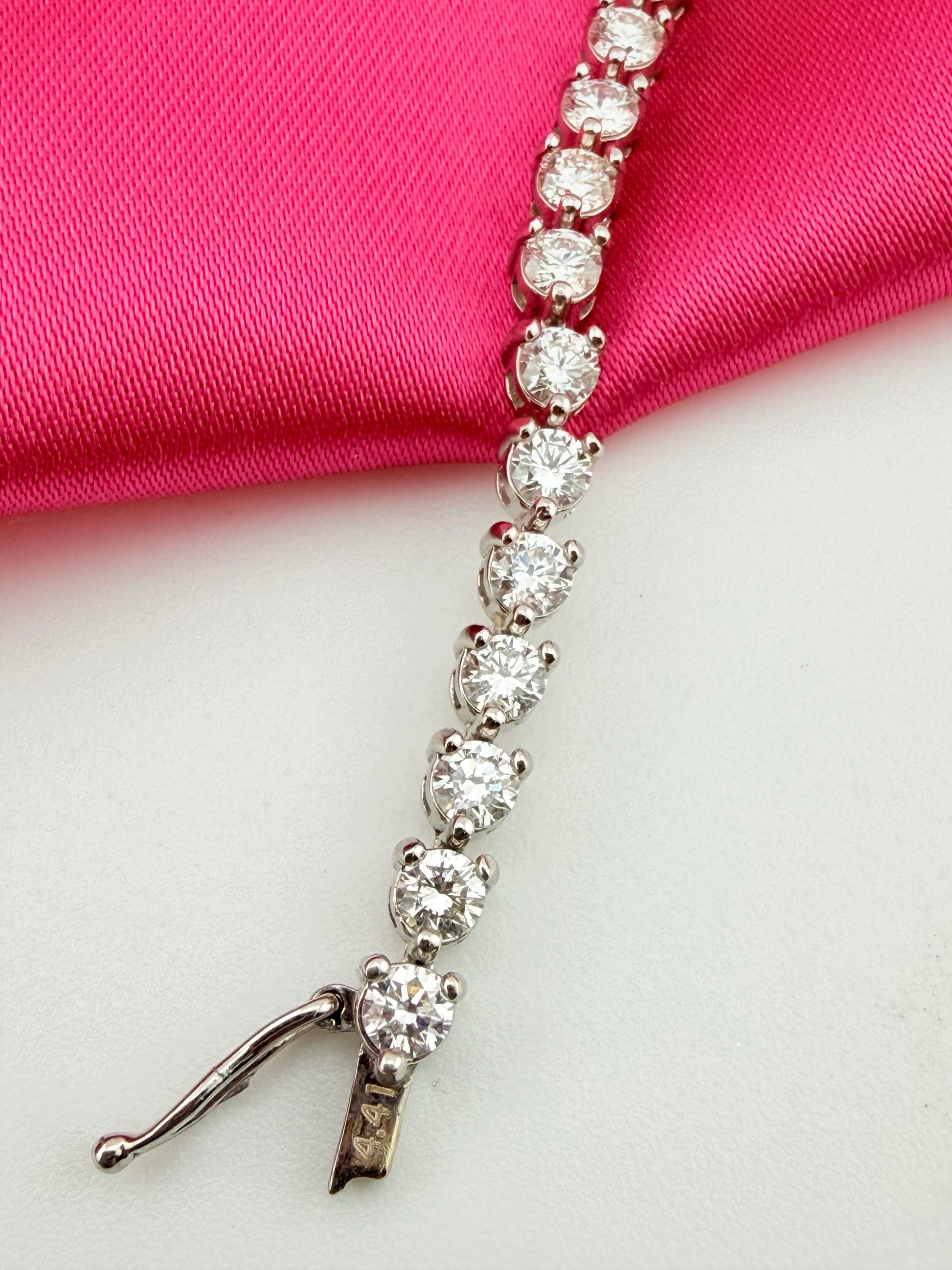 4.41ctw NATURAL Diamond Tennis Bracelet 14k White Gold 3 prong CKD#192