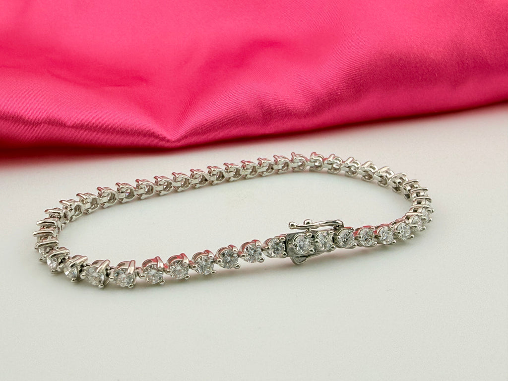 4.41ctw NATURAL Diamond Tennis Bracelet 14k White Gold 3 prong CKD#192