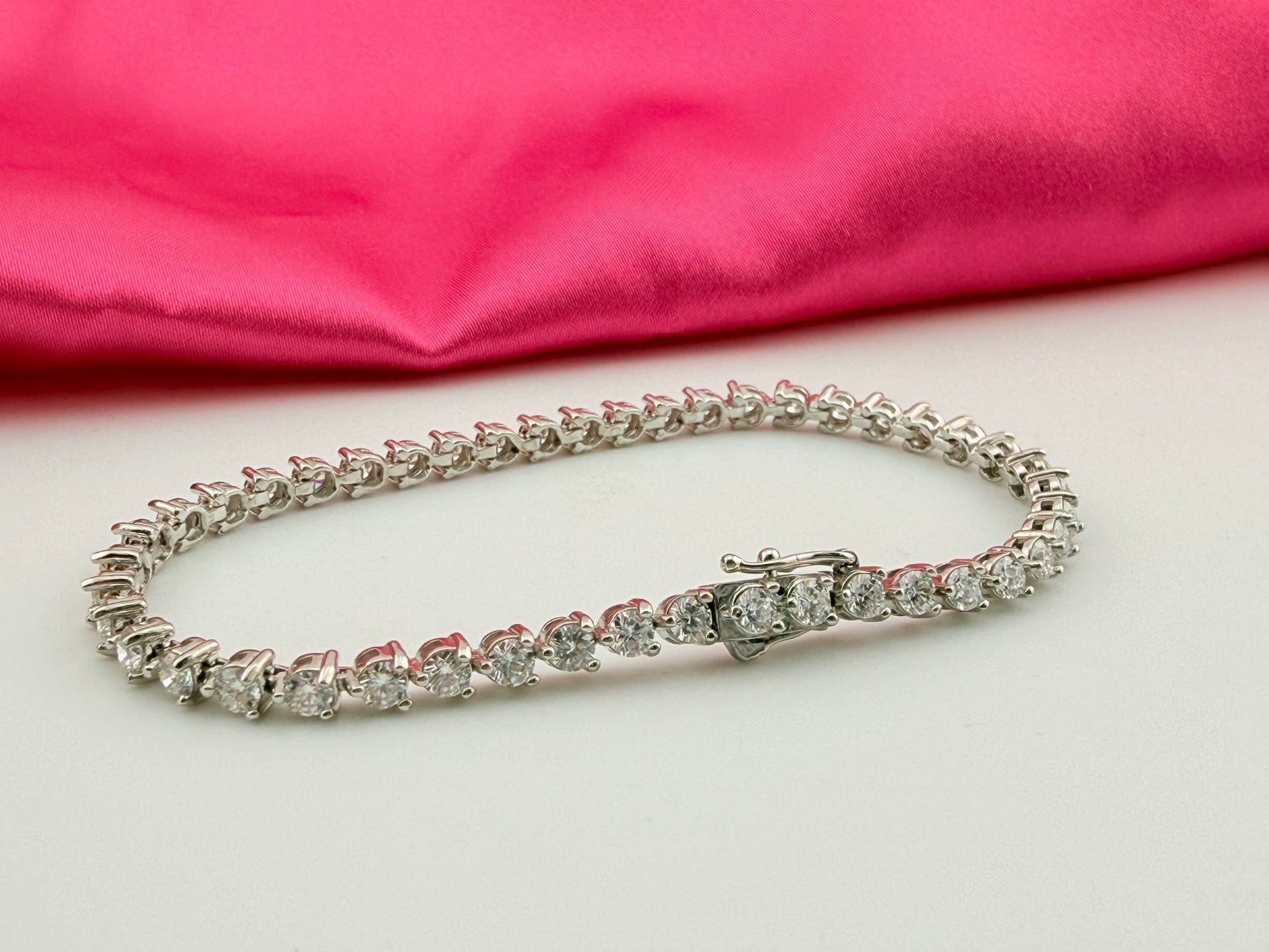 4.41ctw NATURAL Diamond Tennis Bracelet 14k White Gold 3 prong CKD#192