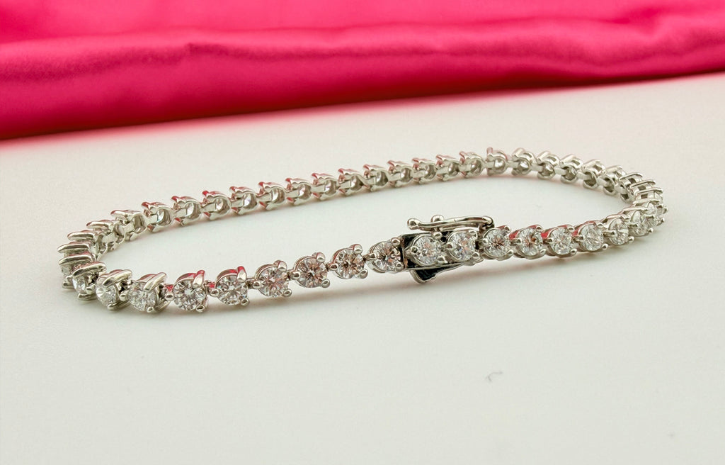4.41ctw NATURAL Diamond Tennis Bracelet 14k White Gold 3 prong CKD#192