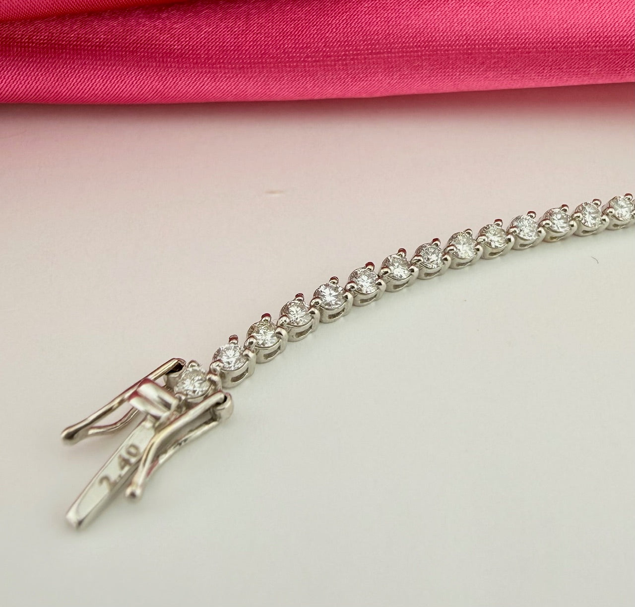 2.40ctw NATURAL Diamond Tennis Bracelet 18k white gold 3 prong CKD#266