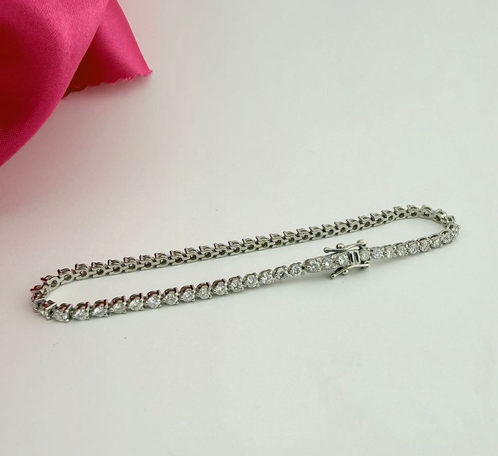 2.40ctw NATURAL Diamond Tennis Bracelet 18k white gold 3 prong CKD#266