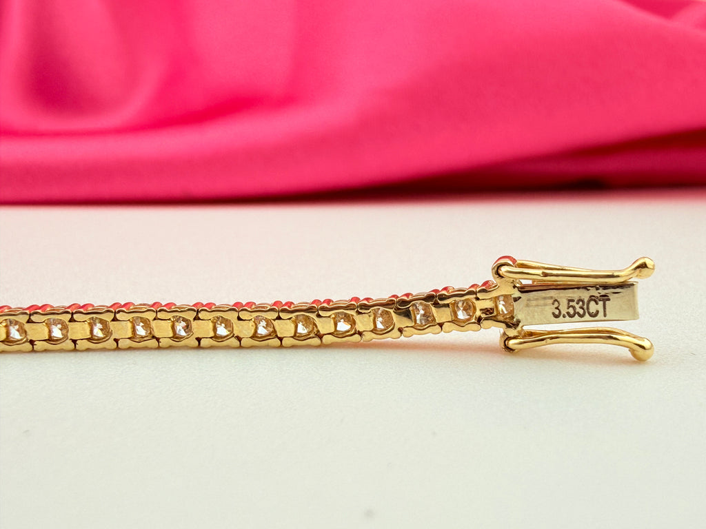 3.53 Carat Total Weight NATURAL DIAMOND Tennis Bracelet 14k Yellow Gold 4 prong CKTN#345