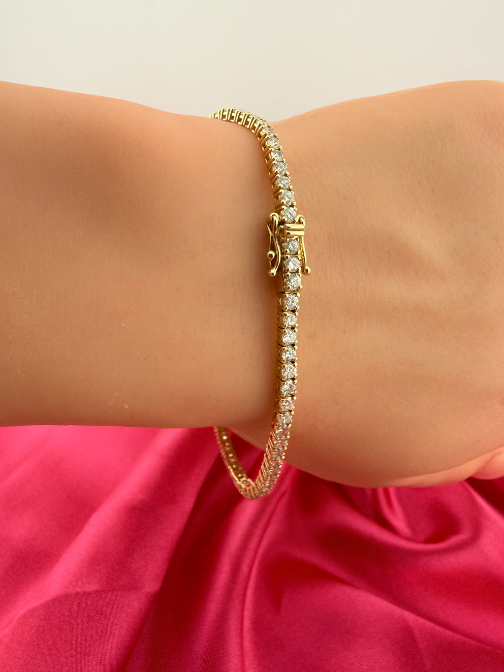 3.53 Carat Total Weight NATURAL DIAMOND Tennis Bracelet 14k Yellow Gold 4 prong CKTN#345