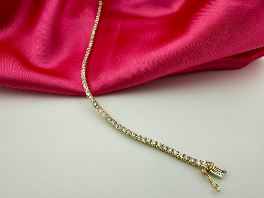 3.53 Carat Total Weight NATURAL DIAMOND Tennis Bracelet 14k Yellow Gold 4 prong CKTN#345