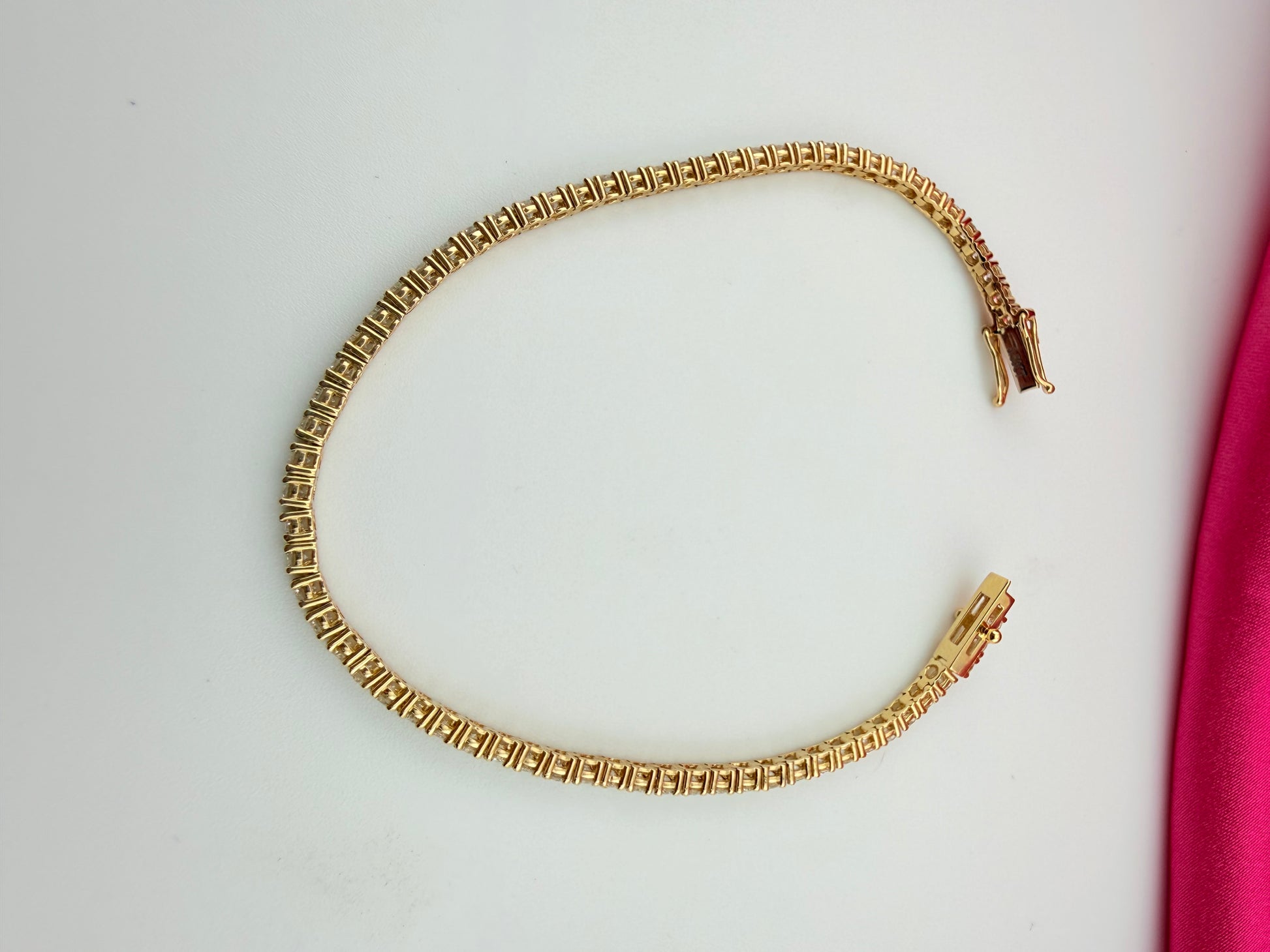 3.53 Carat Total Weight NATURAL DIAMOND Tennis Bracelet 14k Yellow Gold 4 prong CKTN#345