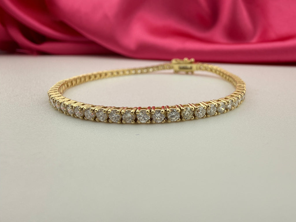 3.53 Carat Total Weight NATURAL DIAMOND Tennis Bracelet 14k Yellow Gold 4 prong CKTN#345