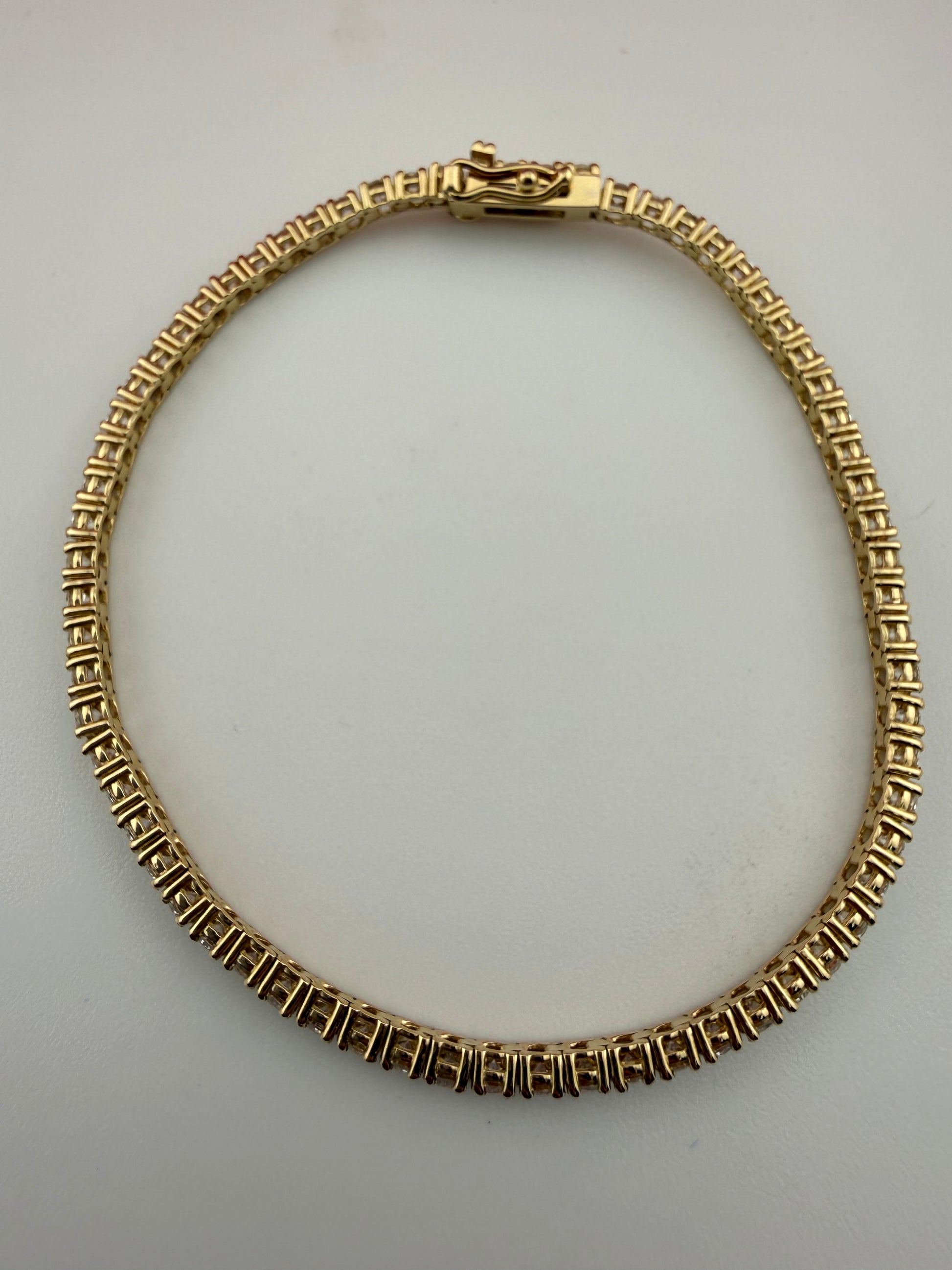 3.53 Carat Total Weight NATURAL DIAMOND Tennis Bracelet 14k Yellow Gold 4 prong CKTN#345