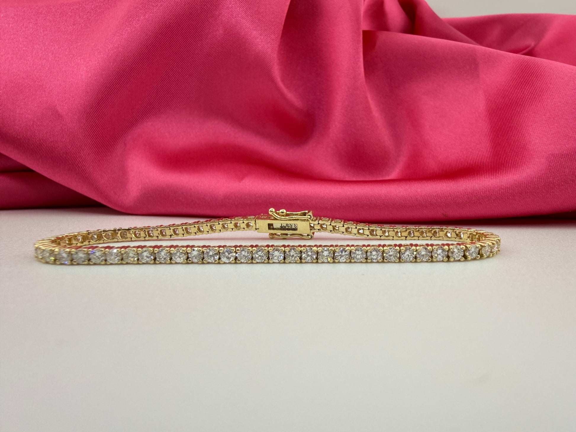 3.53 Carat Total Weight NATURAL DIAMOND Tennis Bracelet 14k Yellow Gold 4 prong CKTN#345