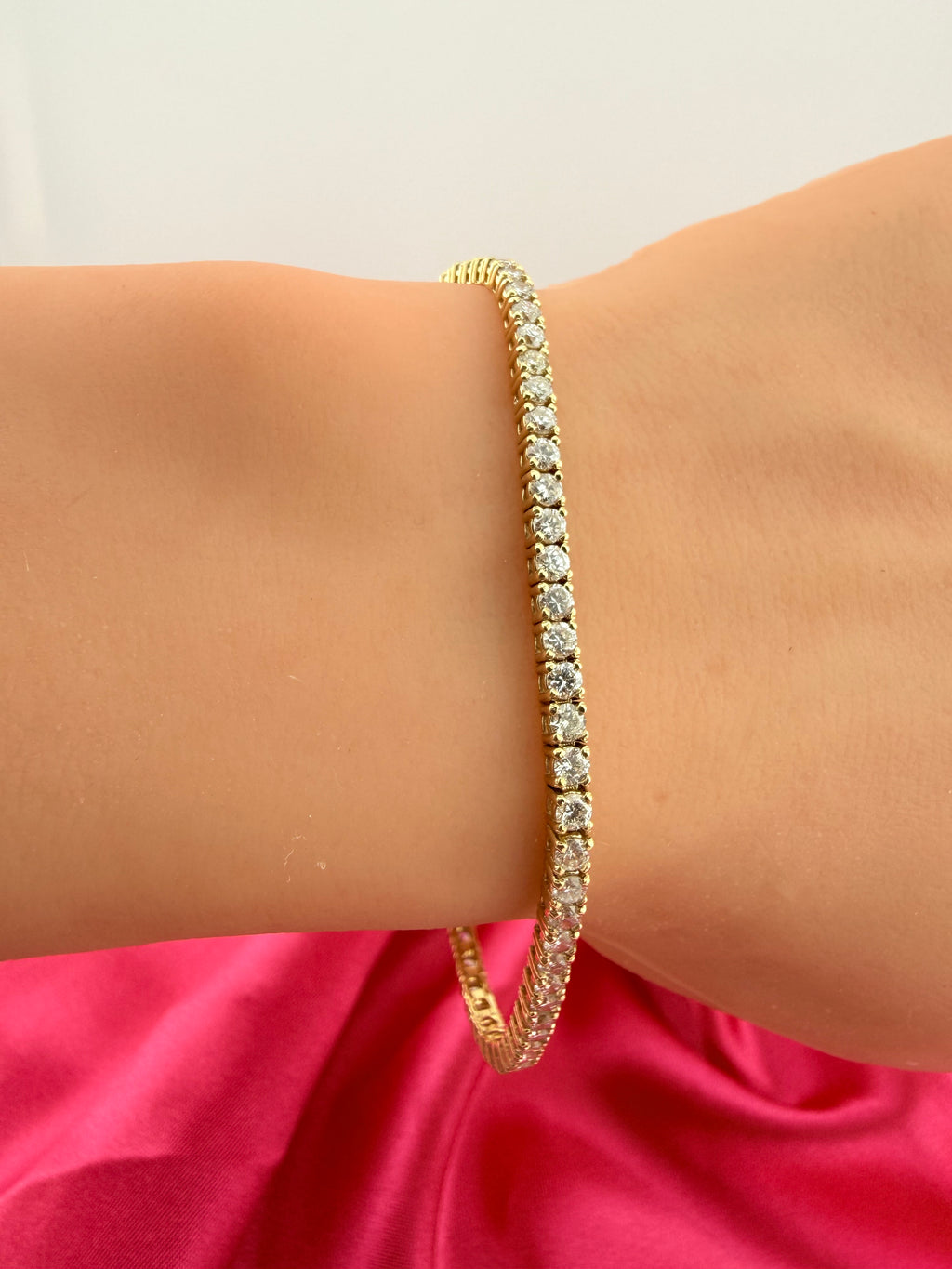 3.53 Carat Total Weight NATURAL DIAMOND Tennis Bracelet 14k Yellow Gold 4 prong CKTN#345