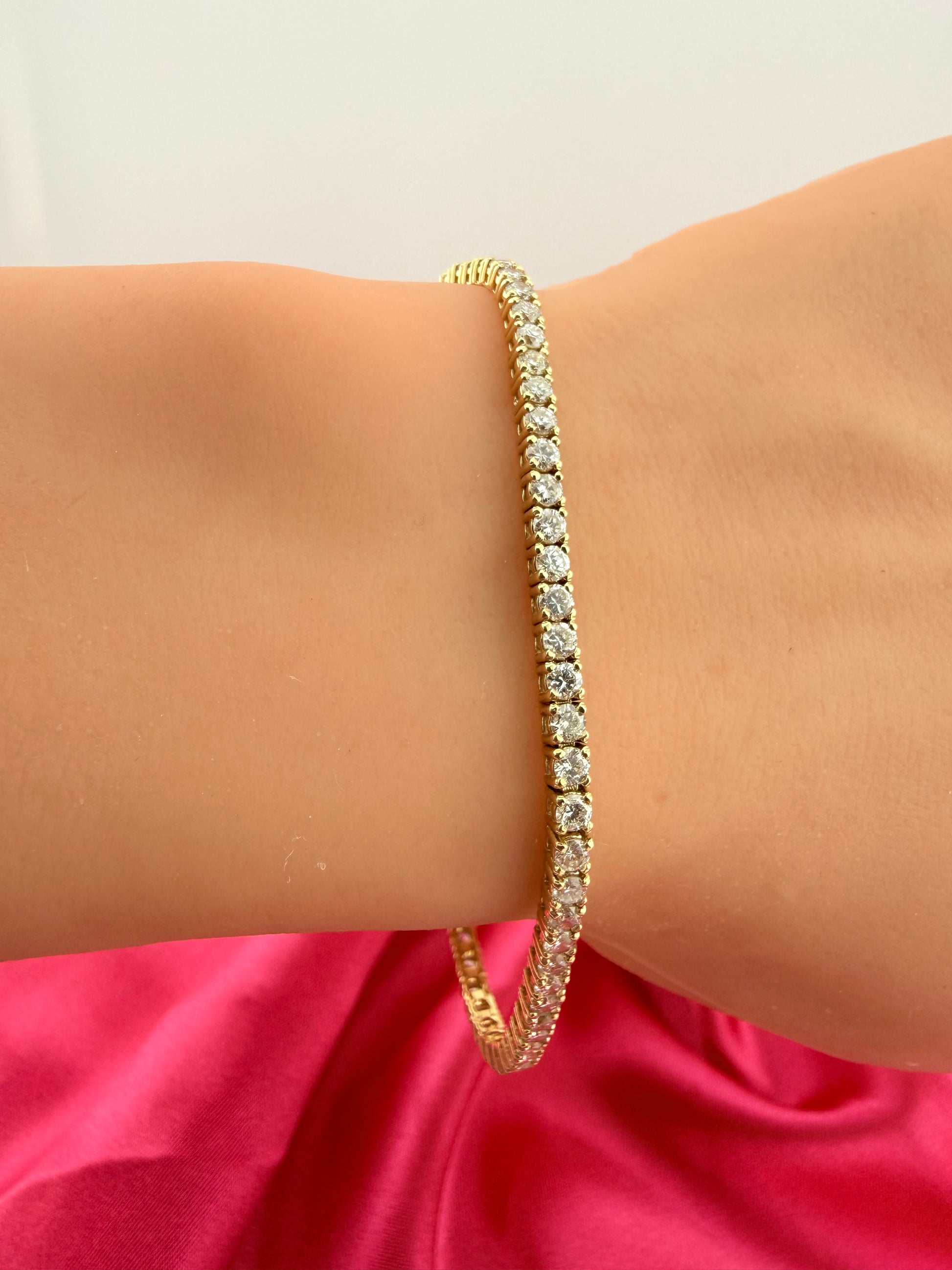 3.53 Carat Total Weight NATURAL DIAMOND Tennis Bracelet 14k Yellow Gold 4 prong CKTN#345