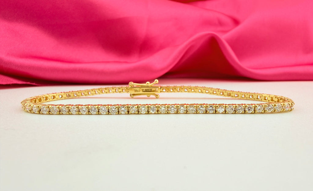 2.88 Carat Total Weight NATURAL DIAMOND Tennis Bracelet 18k Yellow Gold 4 prong set #CKTB360