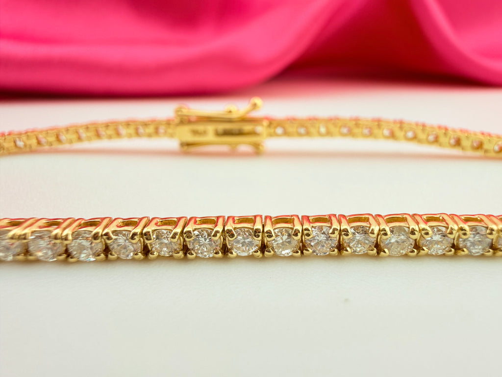 2.88 Carat Total Weight NATURAL DIAMOND Tennis Bracelet 18k Yellow Gold 4 prong set #CKTB360