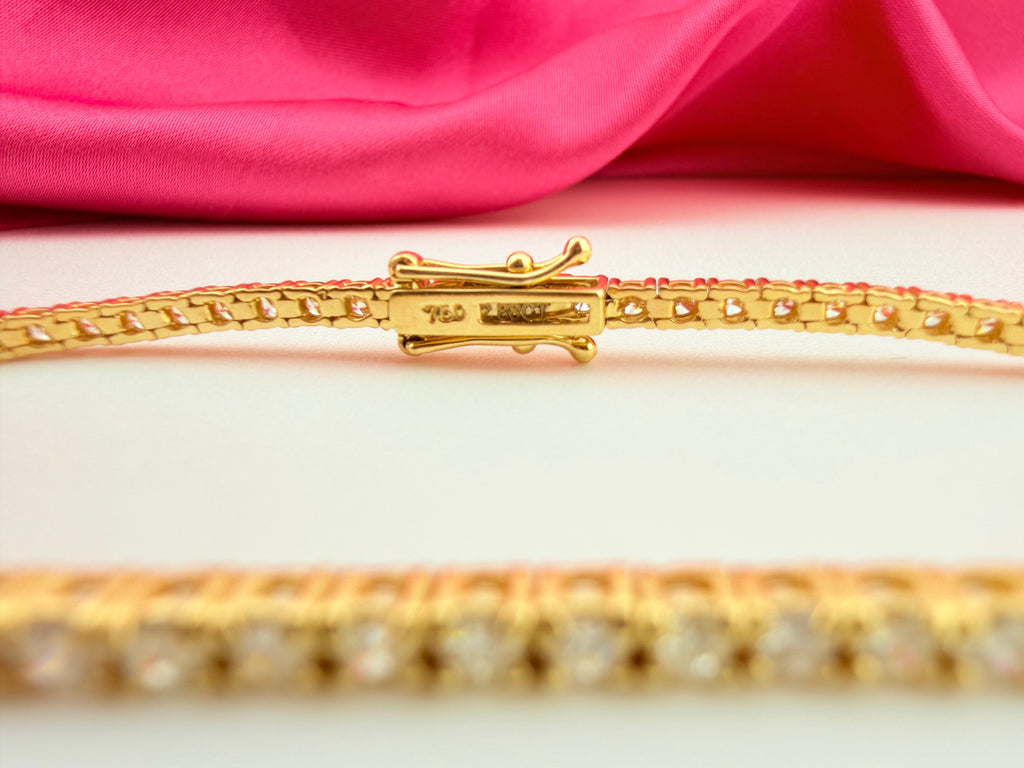 2.88 Carat Total Weight NATURAL DIAMOND Tennis Bracelet 18k Yellow Gold 4 prong set #CKTB360