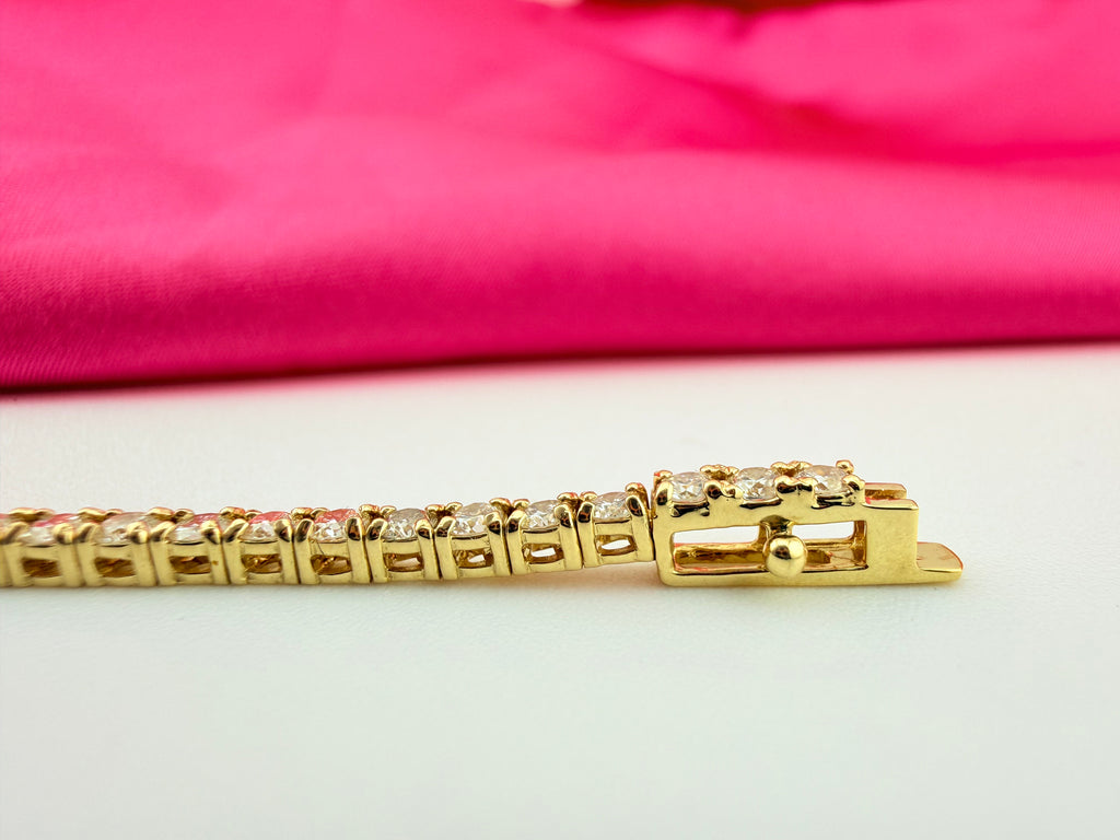 2.88 Carat Total Weight NATURAL DIAMOND Tennis Bracelet 18k Yellow Gold 4 prong set #CKTB360