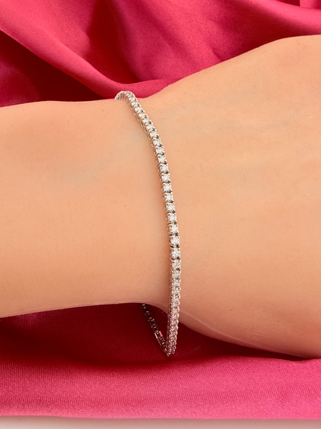 2.01 Carat Total Weight NATURAL Diamond Tennis Bracelet 18k White Gold 3 prong #382