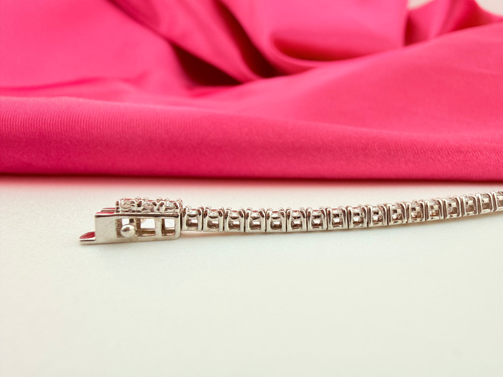 2.01 Carat Total Weight NATURAL Diamond Tennis Bracelet 18k White Gold 3 prong #382