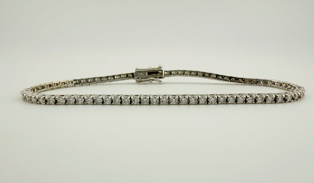 2.01 Carat Total Weight NATURAL Diamond Tennis Bracelet 18k White Gold 3 prong #382