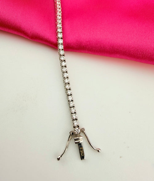 2.01 Carat Total Weight NATURAL Diamond Tennis Bracelet 18k White Gold 3 prong #382