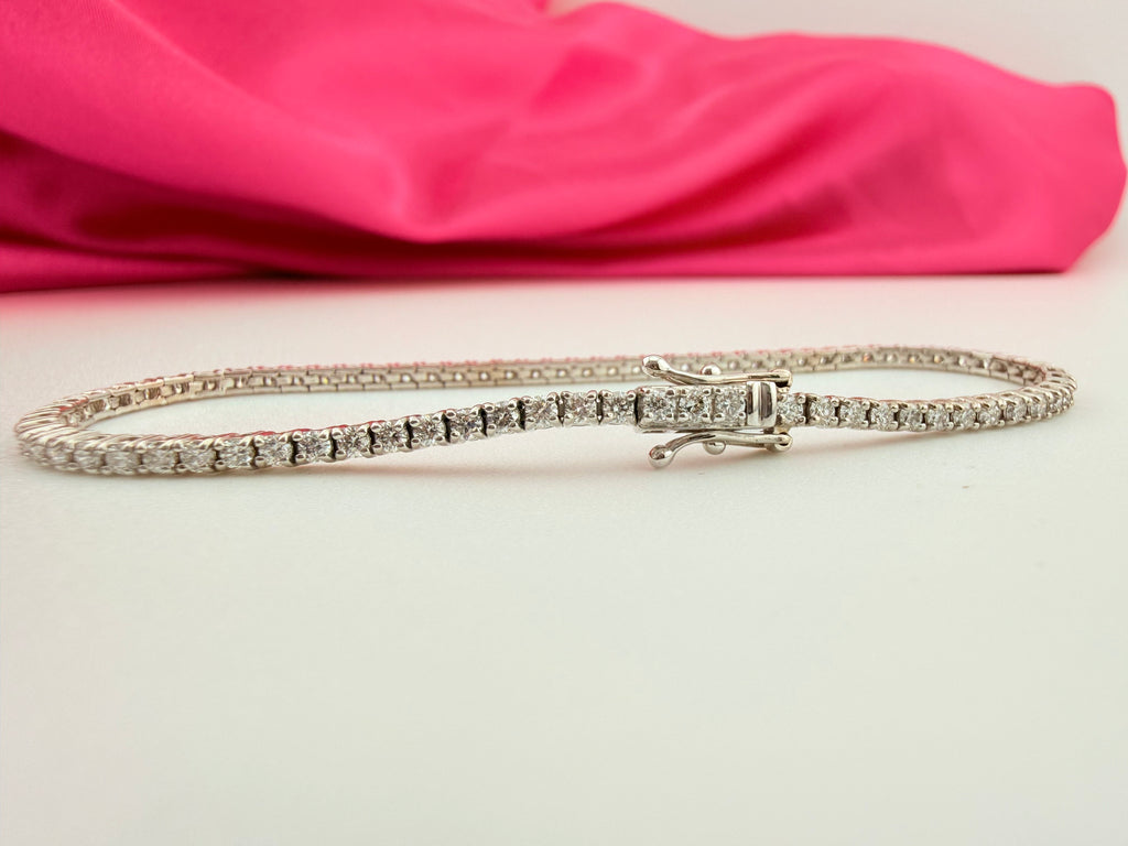 2.01 Carat Total Weight NATURAL Diamond Tennis Bracelet 18k White Gold 3 prong #382