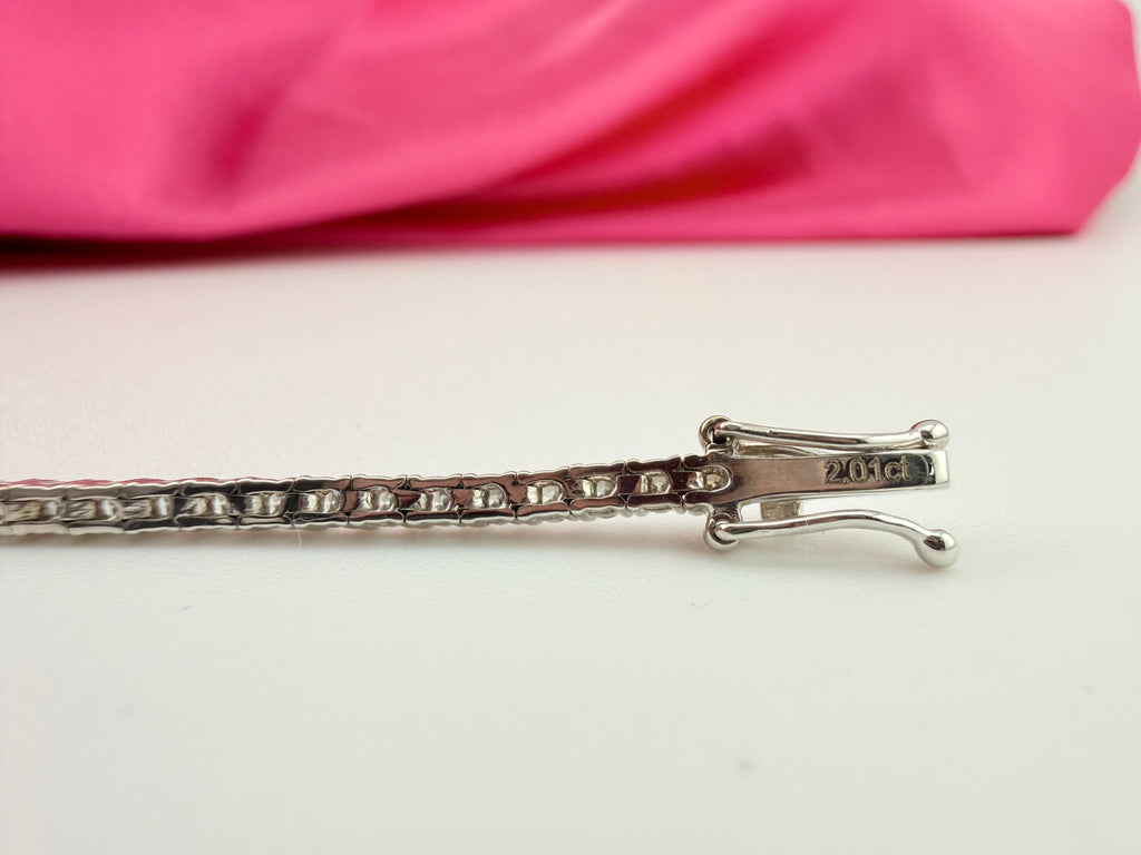 2.01 Carat Total Weight NATURAL Diamond Tennis Bracelet 18k White Gold 3 prong #382