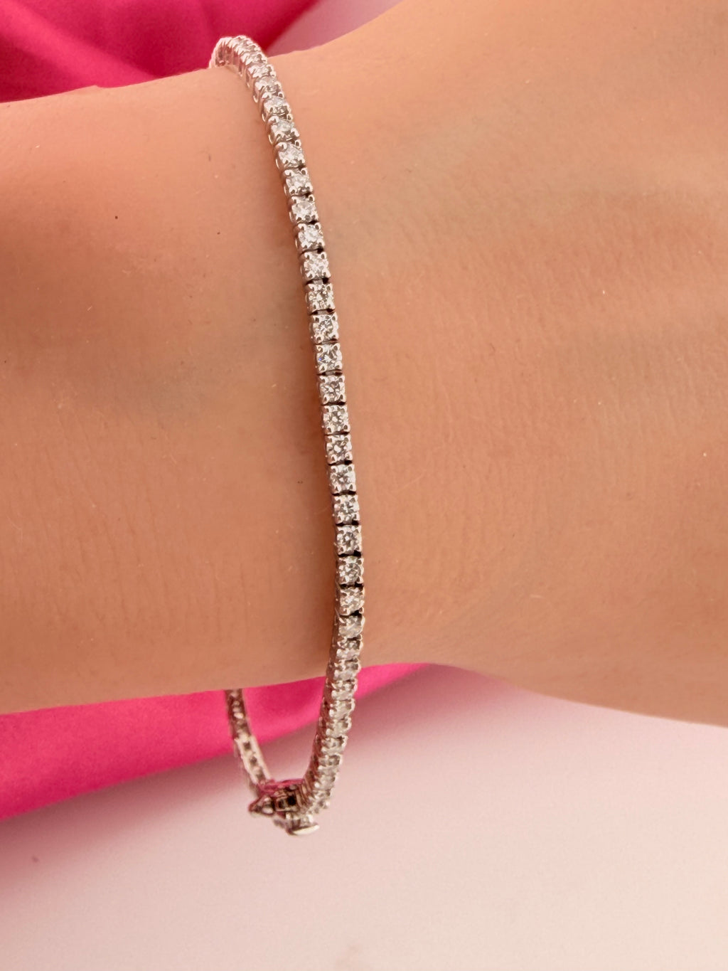 2.01 Carat Total Weight NATURAL Diamond Tennis Bracelet 18k White Gold 3 prong #382