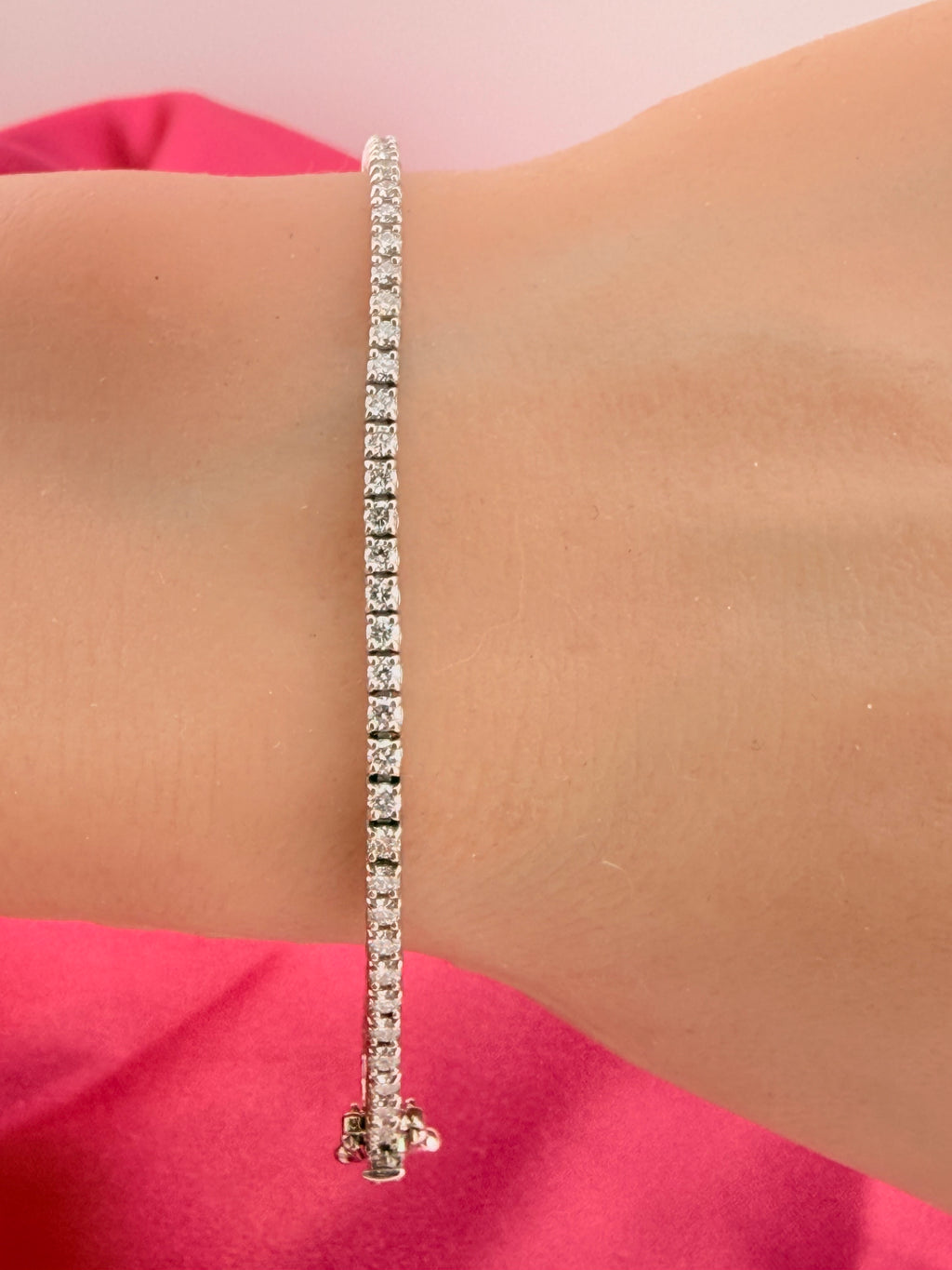 2.01 Carat Total Weight NATURAL Diamond Tennis Bracelet 18k White Gold 3 prong #382