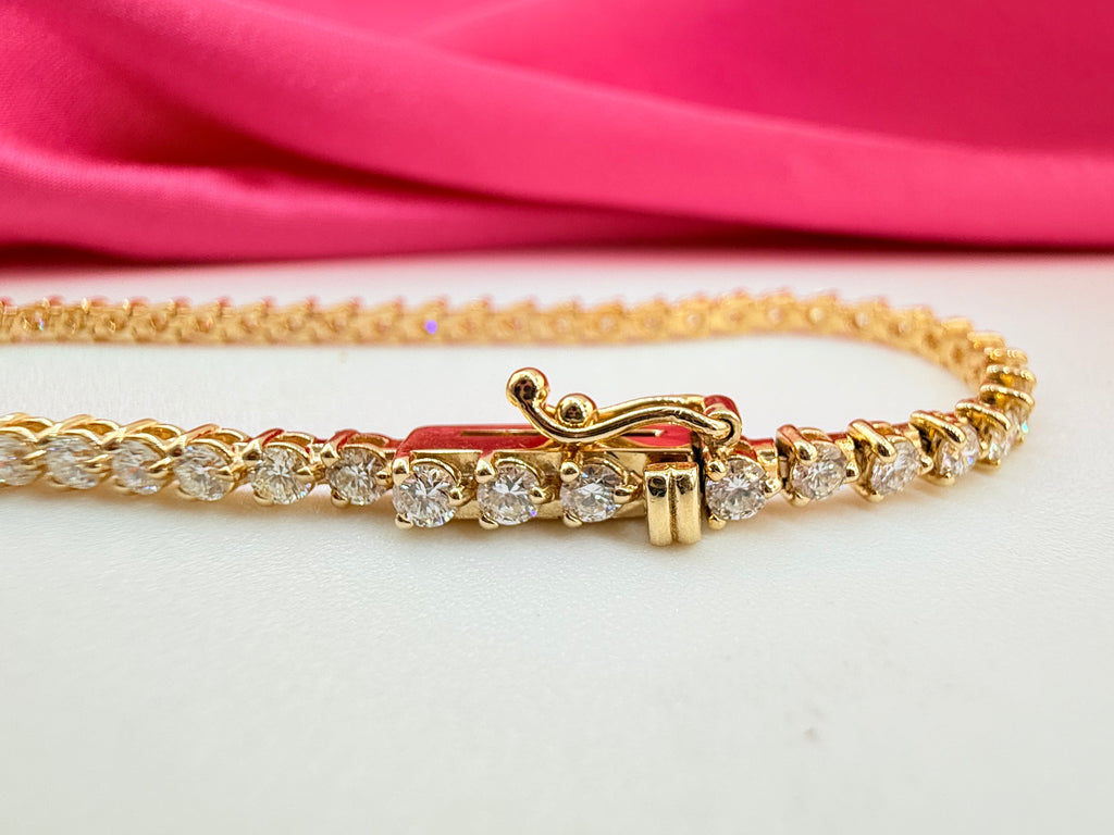 3.01 Carat Total Weight NATURAL DIAMOND Tennis Bracelet 14k Yellow Gold 3 prong CK#467