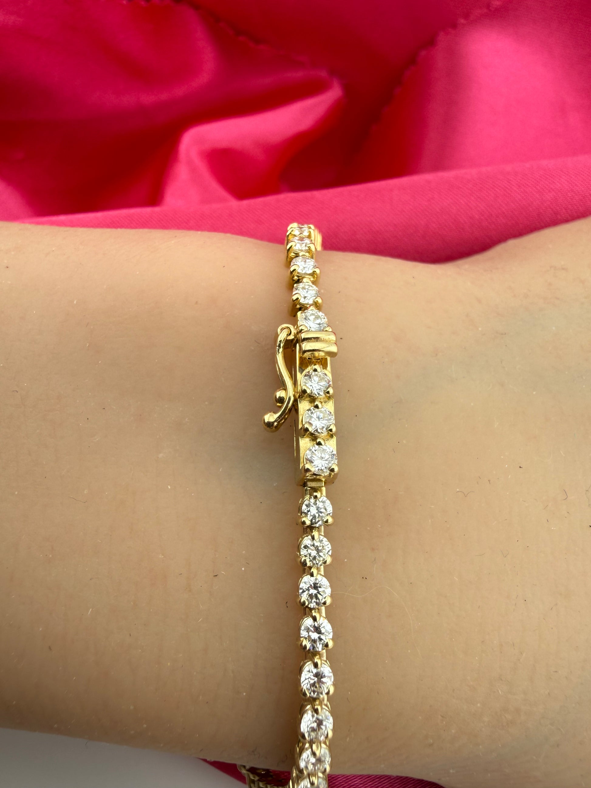 3.01 Carat Total Weight NATURAL DIAMOND Tennis Bracelet 14k Yellow Gold 3 prong CK#467