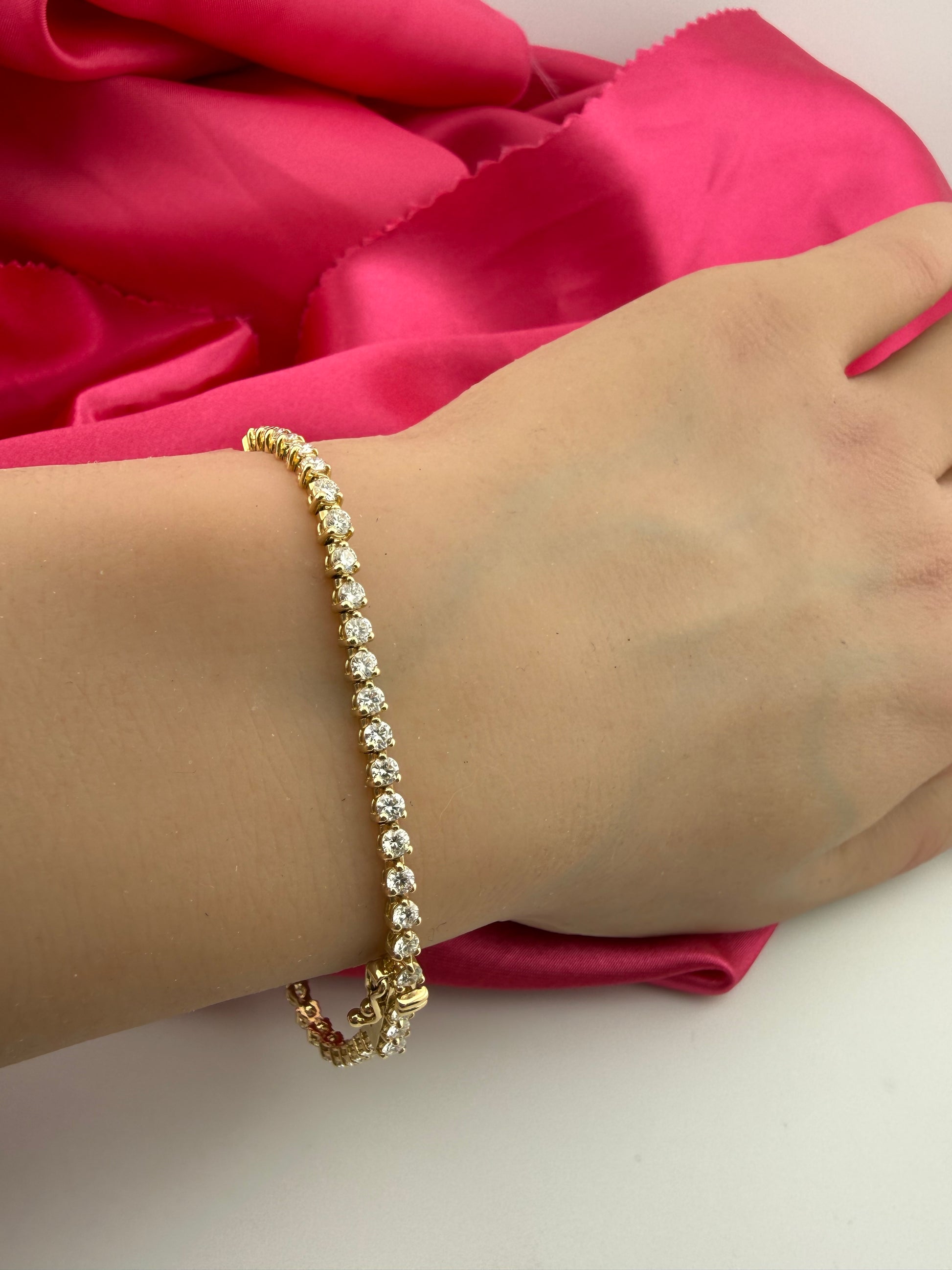 3.01 Carat Total Weight NATURAL DIAMOND Tennis Bracelet 14k Yellow Gold 3 prong CK#467