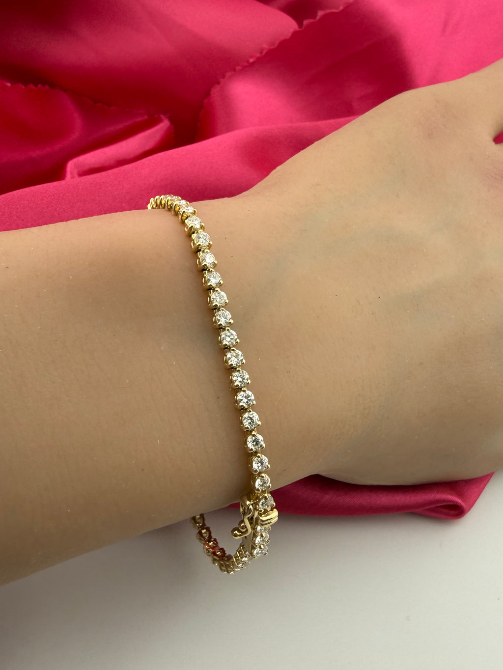 3.01 Carat Total Weight NATURAL DIAMOND Tennis Bracelet 14k Yellow Gold 3 prong CK#467