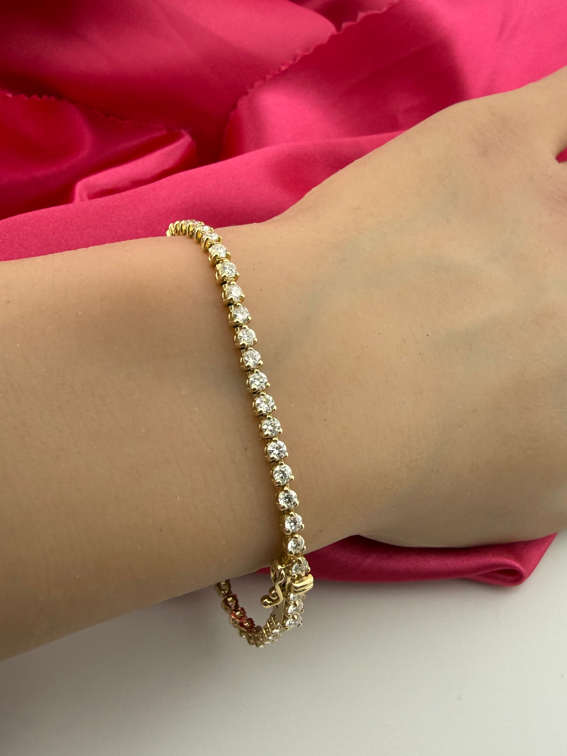 3.01 Carat Total Weight NATURAL DIAMOND Tennis Bracelet 14k Yellow Gold 3 prong CK#467