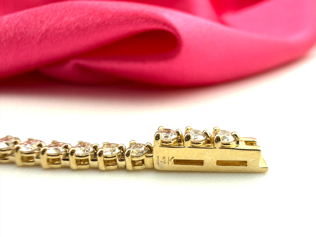 3.01 Carat Total Weight NATURAL DIAMOND Tennis Bracelet 14k Yellow Gold 3 prong CK#467