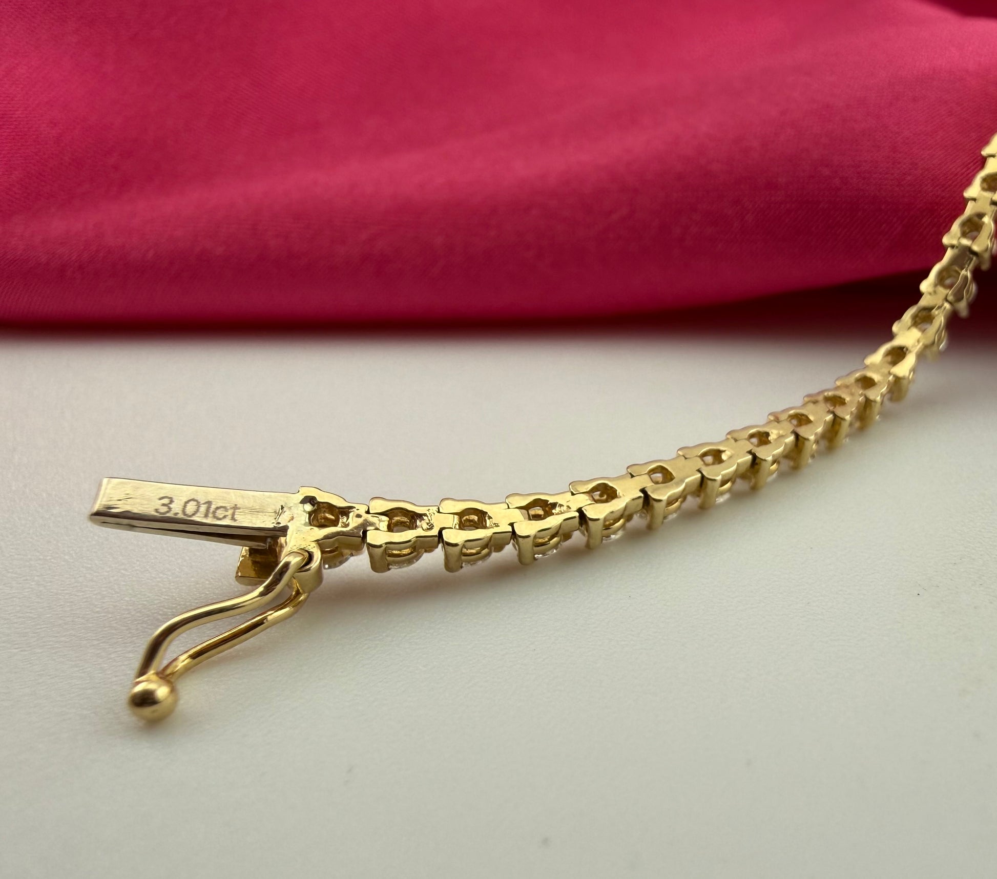 3.01 Carat Total Weight NATURAL DIAMOND Tennis Bracelet 14k Yellow Gold 3 prong CK#467