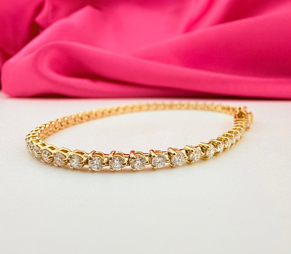 3.01 Carat Total Weight NATURAL DIAMOND Tennis Bracelet 14k Yellow Gold 3 prong CK#467