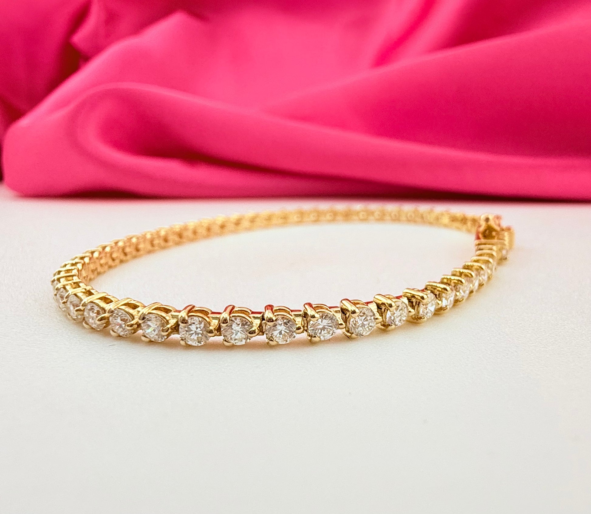 3.01 Carat Total Weight NATURAL DIAMOND Tennis Bracelet 14k Yellow Gold 3 prong CK#467