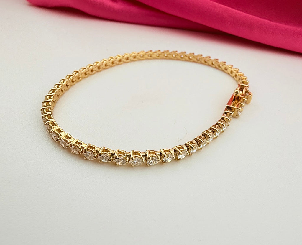 3.01 Carat Total Weight NATURAL DIAMOND Tennis Bracelet 14k Yellow Gold 3 prong CK#467