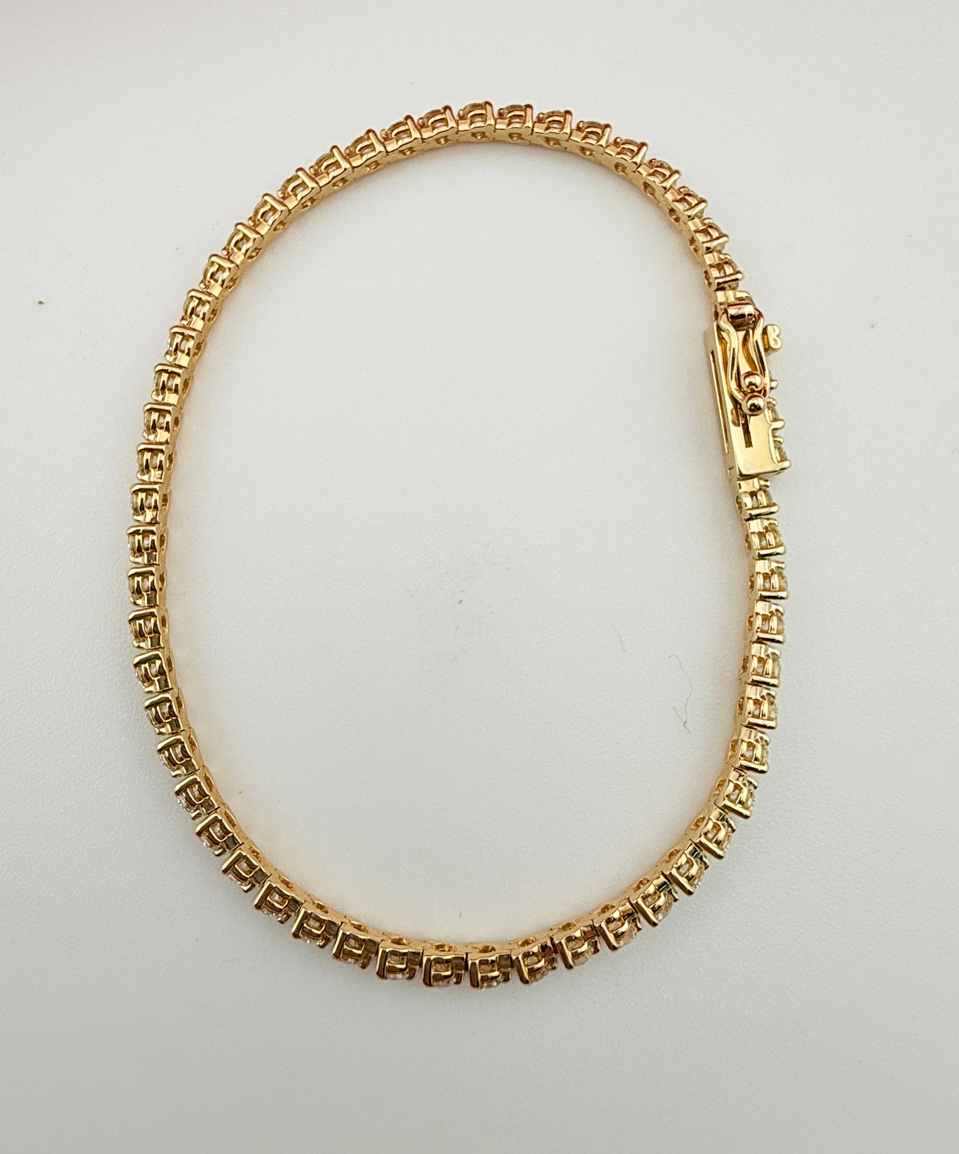 3.01 Carat Total Weight NATURAL DIAMOND Tennis Bracelet 14k Yellow Gold 3 prong CK#467