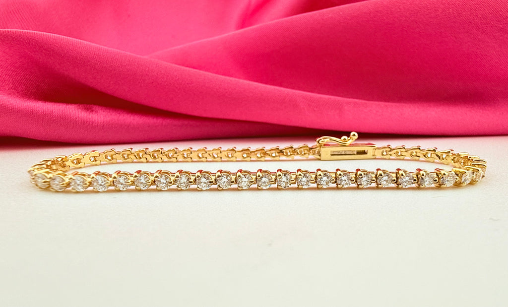 3.01 Carat Total Weight NATURAL DIAMOND Tennis Bracelet 14k Yellow Gold 3 prong CK#467