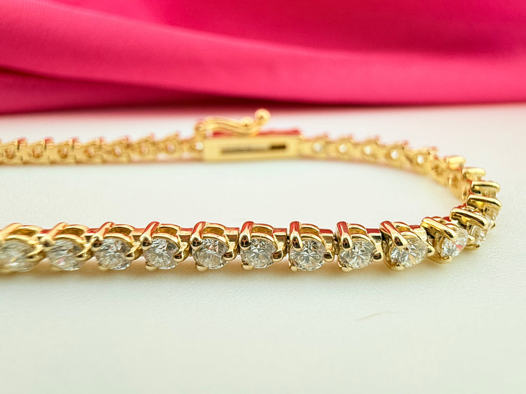 3.01 Carat Total Weight NATURAL DIAMOND Tennis Bracelet 14k Yellow Gold 3 prong CK#467