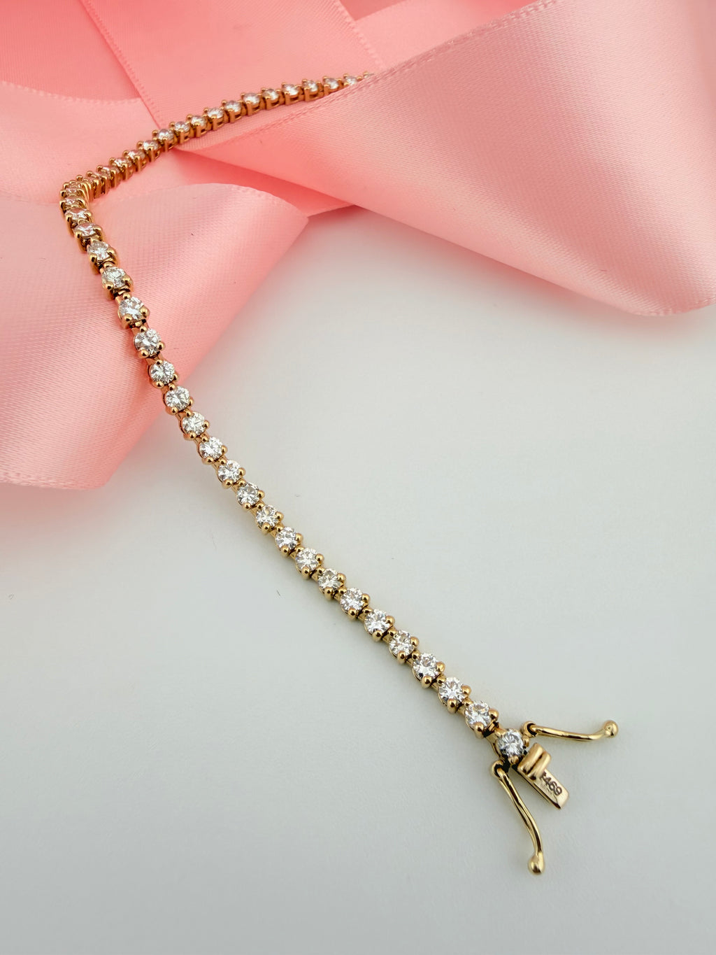 3.17 Carat Total Weight NATURAL DIAMOND Tennis Bracelet 14karat Yellow Gold 3 prong Set CKDTB#469