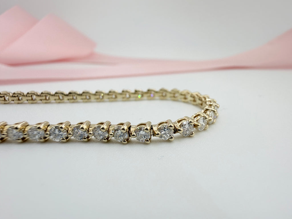 3.17 Carat Total Weight NATURAL DIAMOND Tennis Bracelet 14karat Yellow Gold 3 prong Set CKDTB#469