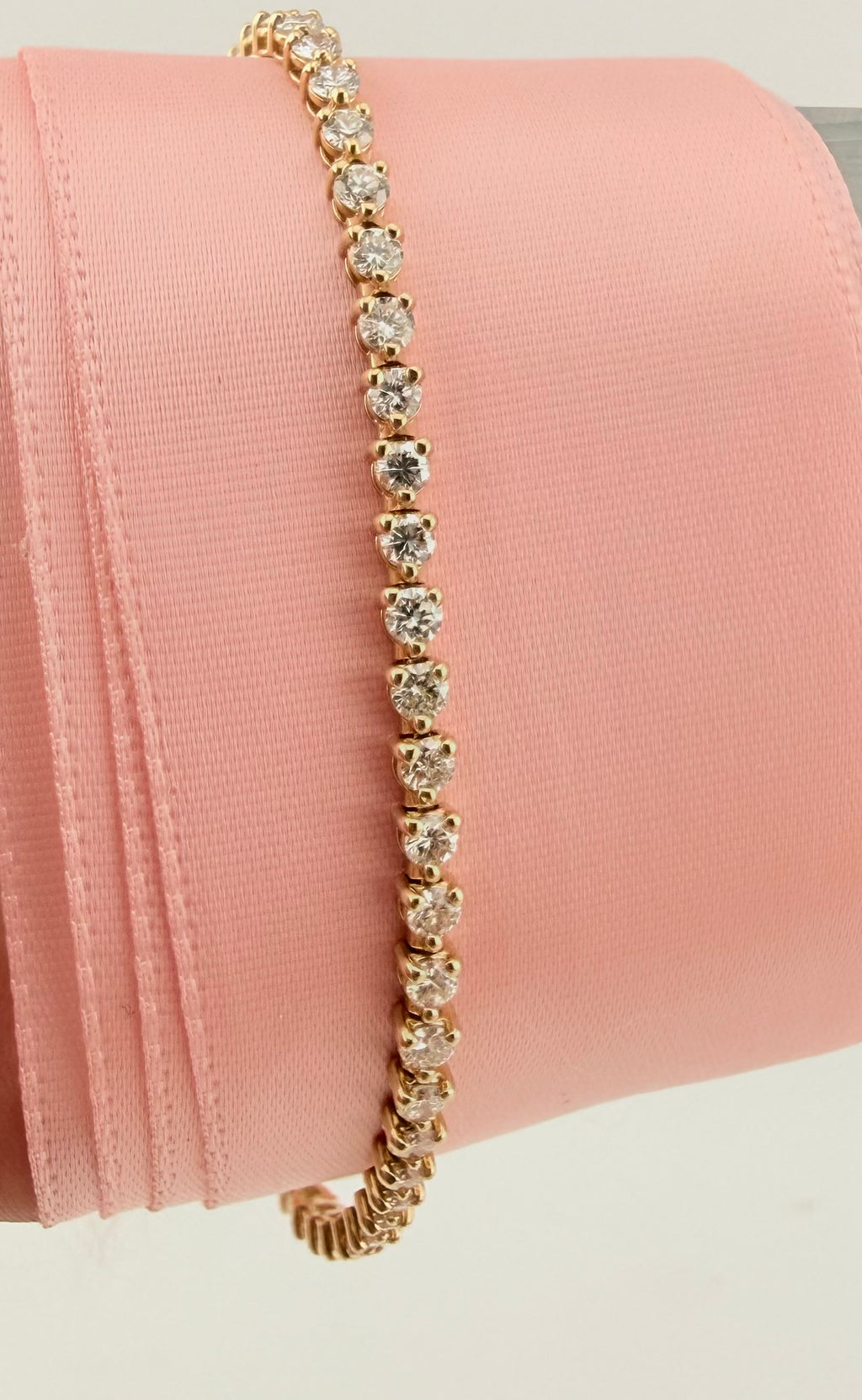 3.17 Carat Total Weight NATURAL DIAMOND Tennis Bracelet 14karat Yellow Gold 3 prong Set CKDTB#469