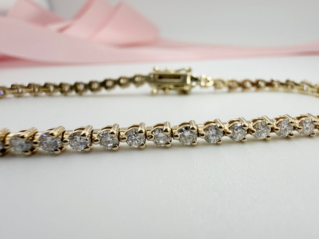 3.17 Carat Total Weight NATURAL DIAMOND Tennis Bracelet 14karat Yellow Gold 3 prong Set CKDTB#469