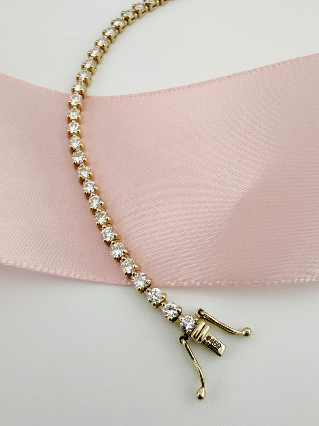 3.17 Carat Total Weight NATURAL DIAMOND Tennis Bracelet 14karat Yellow Gold 3 prong Set CKDTB#469